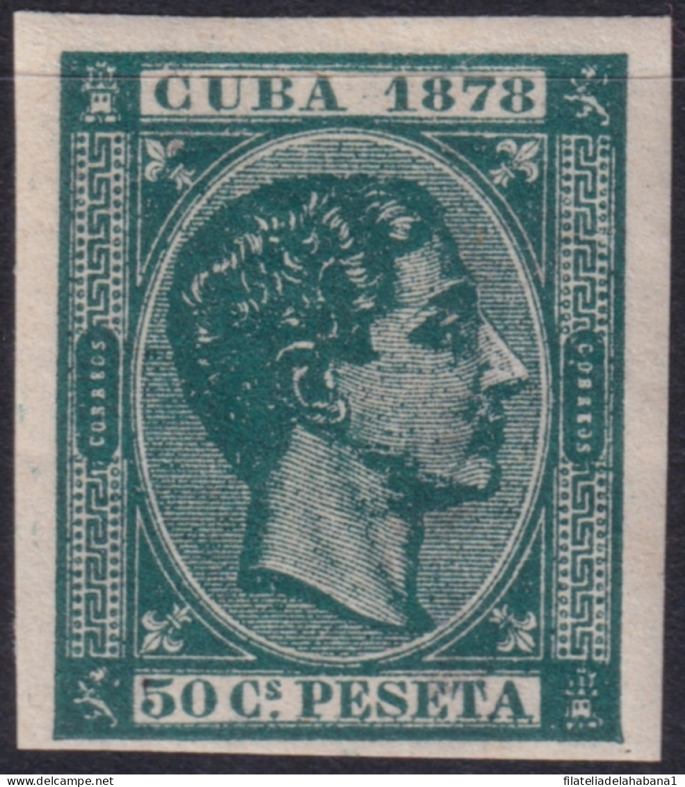 1878-227 CUBA ANTILLES 1878 MH 50 C ALFONSO XII IMPERFORATED.  - Voorfilatelie