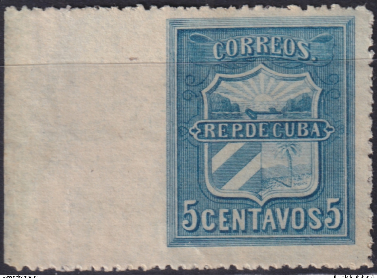 1896-302 CUBA 1896 MAMBI MAIL 5c LEFT IMPERFORATED CORNER ERROR.  - Préphilatélie