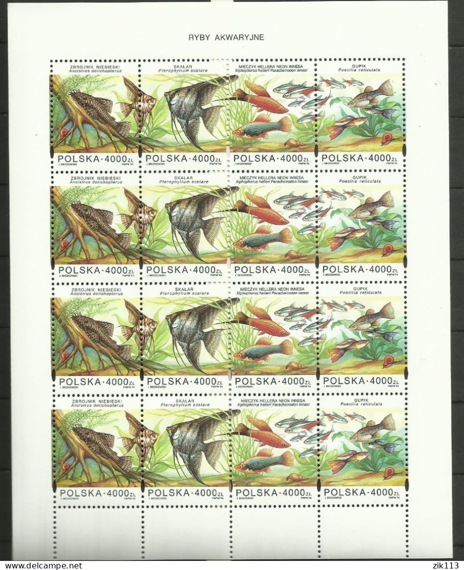 POLAND 1994 - FISHES AND FLORA , MNH - Autres & Non Classés