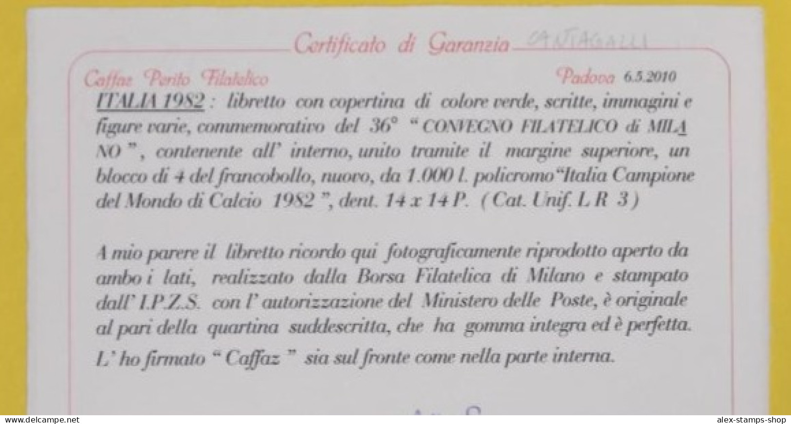 ITALIA 1982 LIBRETTO LR3 RICORDO MONDIALI CALCIO 36°Convegno Filatelico N. 0059 - Markenheftchen