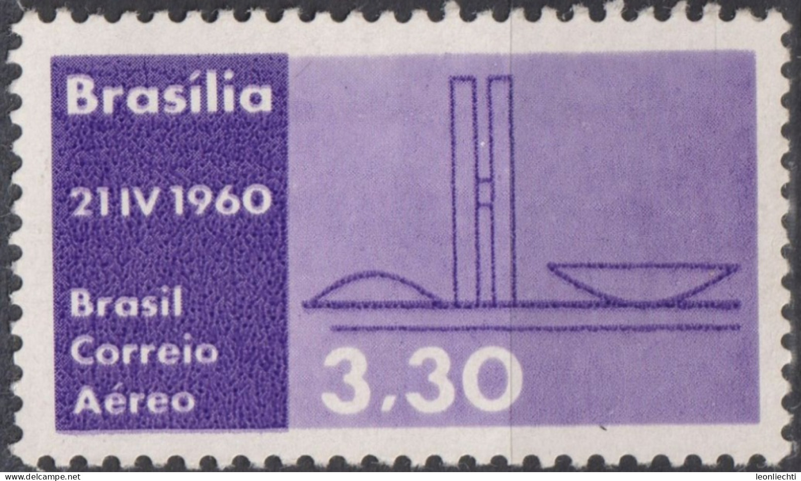 1960 Brasilien AEREO *F  Mi:BR 979, Sn:BR C95, Yt:BR PA83, Parliament Buildings, Inauguration Of Brasilia As Capital - Ongebruikt
