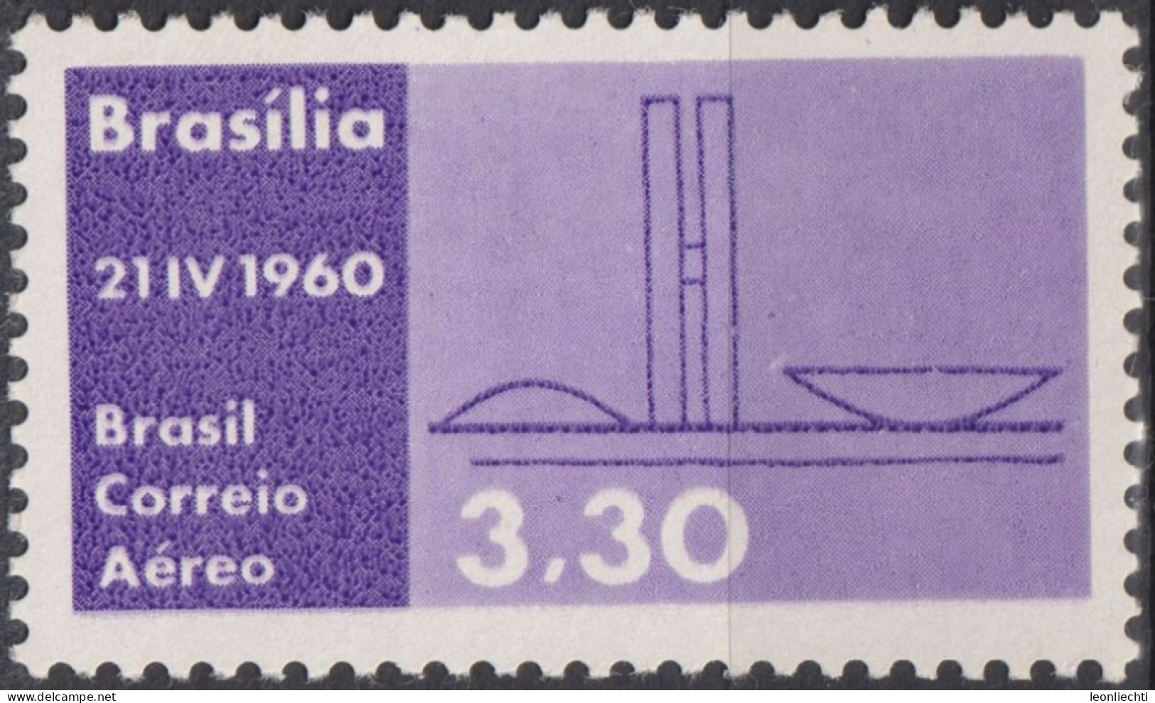 1960 Brasilien AEREO *F  Mi:BR 979, Sn:BR C95, Yt:BR PA83, Parliament Buildings, Inauguration Of Brasilia As Capital - Nuovi