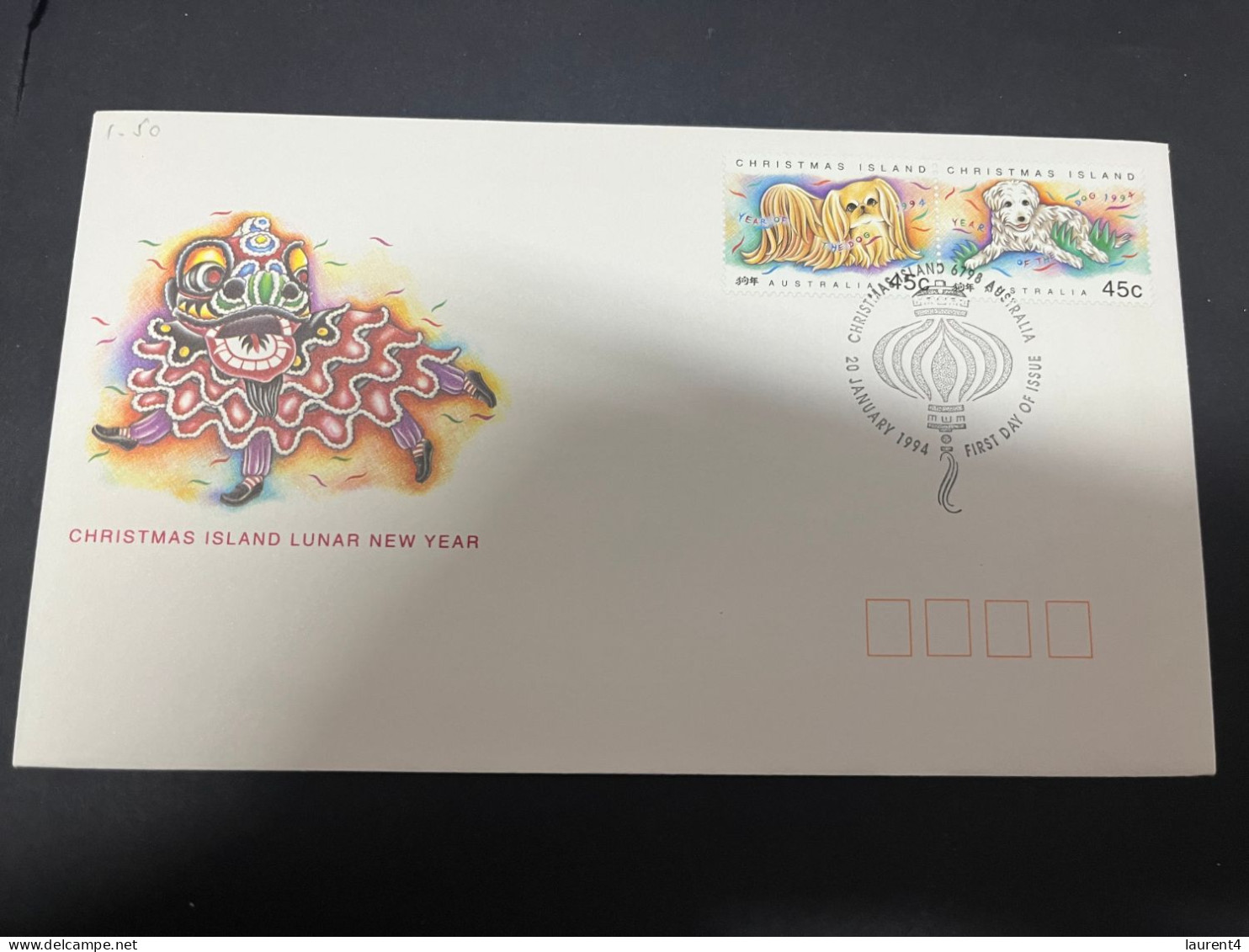 7-3-2024 (2 Y 24) Australia Christmas Island FDC - 1994 (Chinese New Year Of Dog) - Christmas Island