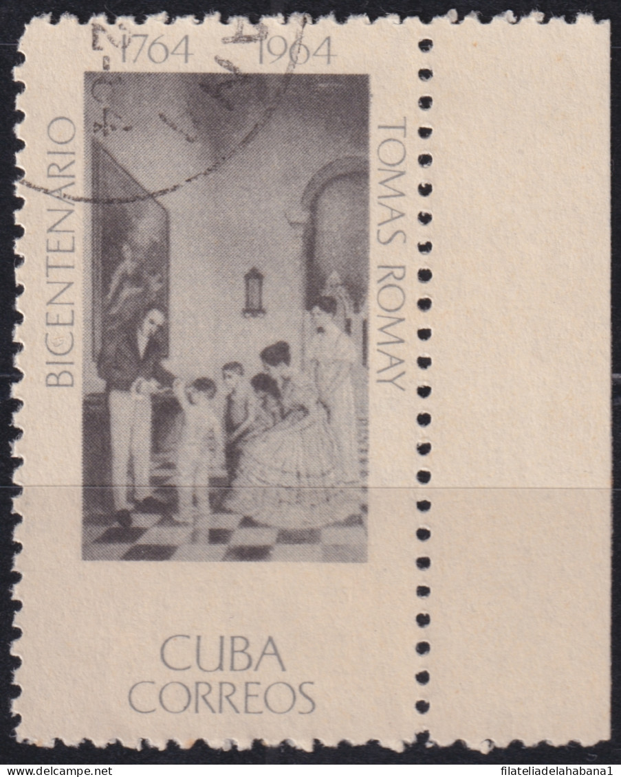 1964.228 CUBA 1964 3c WITHOUT VALUE TOMAS ROMAY VACCINE ERROR USED.  - Used Stamps