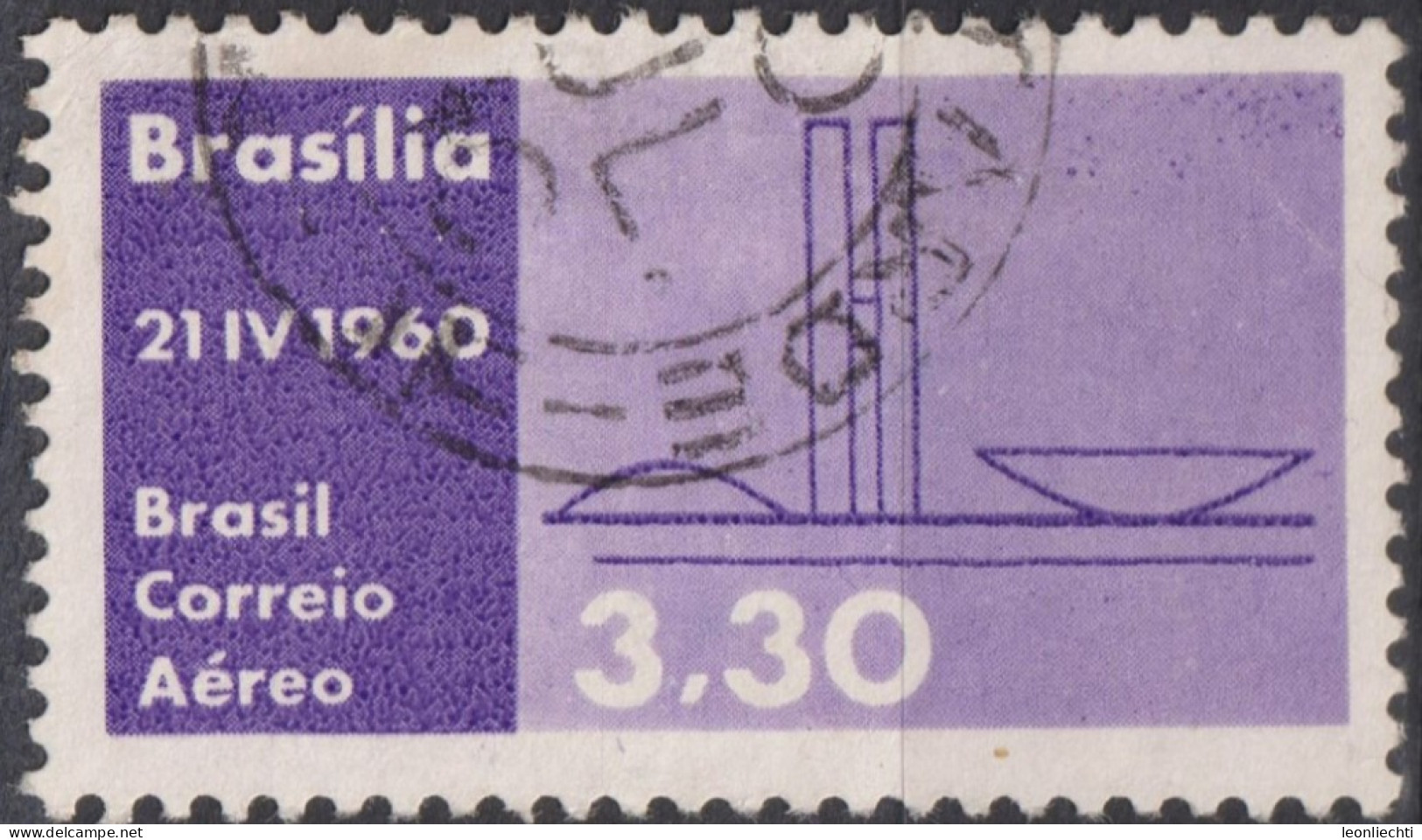 1960 Brasilien AEREO ° Mi:BR 979, Sn:BR C95, Yt:BR PA83, Parliament Buildings, Inauguration Of Brasilia As Capital - Poste Aérienne