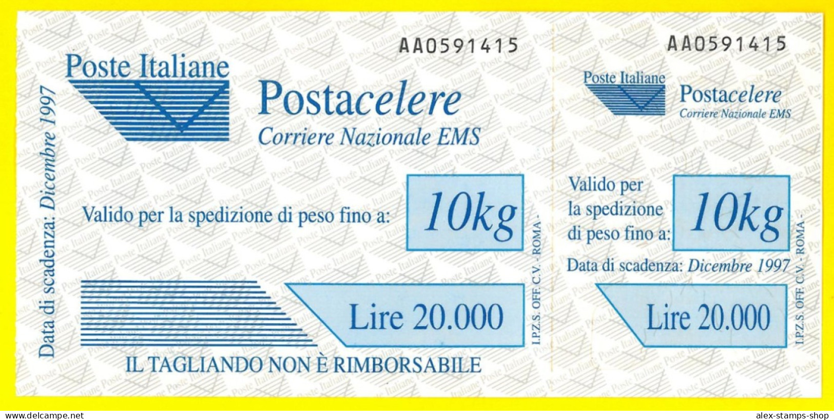 ITALIA 1997 POSTA CELERE - Serie Completa Nuova Senza Proroghe CERTIFICATO - Paketmarken