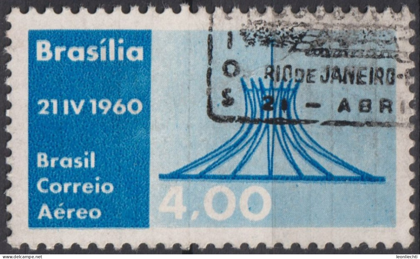 1960 Brasilien AEREO ° Mi:BR 980, Sn:BR C96, Yt:BR PA84, Metropolitan Cathedral Of Brasilia - Airmail