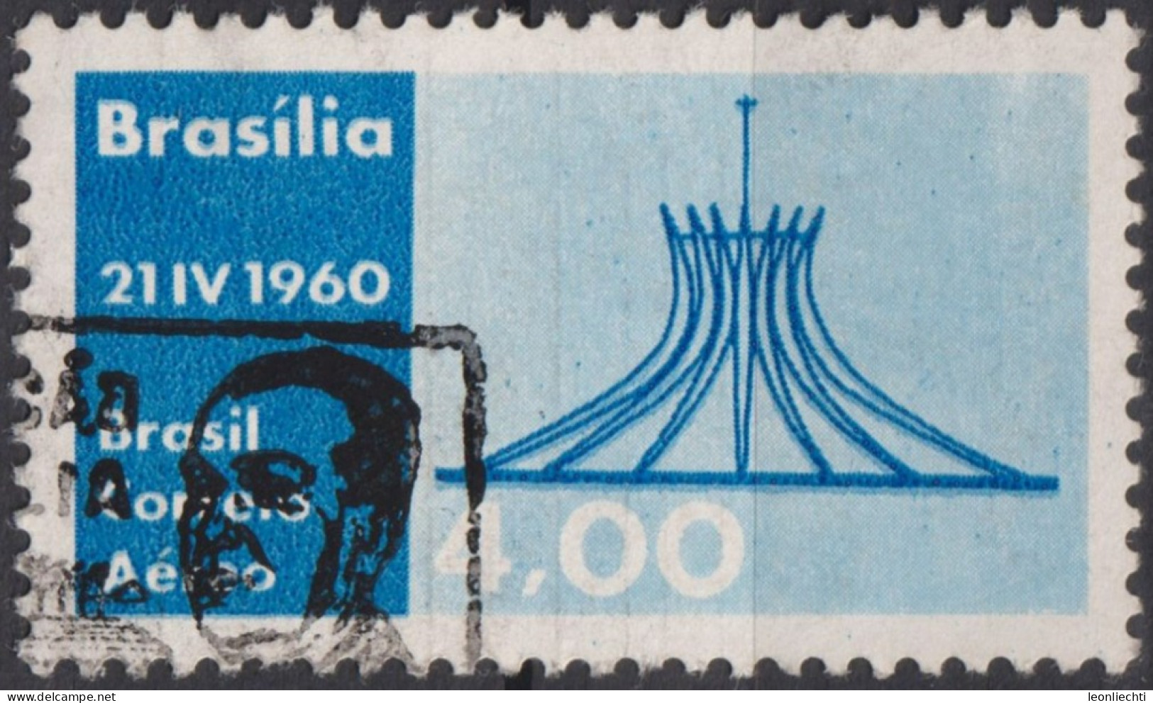 1960 Brasilien AEREO ° Mi:BR 980, Sn:BR C96, Yt:BR PA84, Metropolitan Cathedral Of Brasilia - Usati