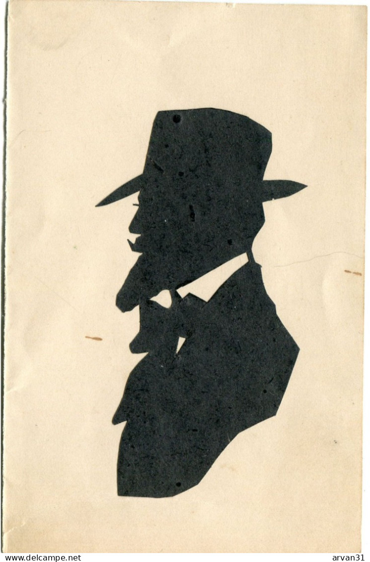 SILHOUETTES DECOUPEES D'un HOMME Avec Son CHAPEAU - Sa BARBE Et Son NOEUD PAPILLON - LOT De 2 CPA - Scherenschnitt - Silhouette