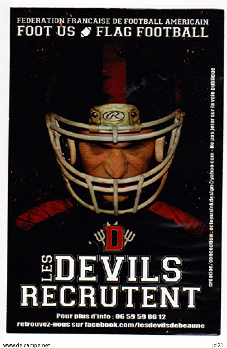 Flyer "Les DEVILS Recrutent" Club De Football Américain De 21200 BEAUNE (927)_D258 - Sonstige & Ohne Zuordnung