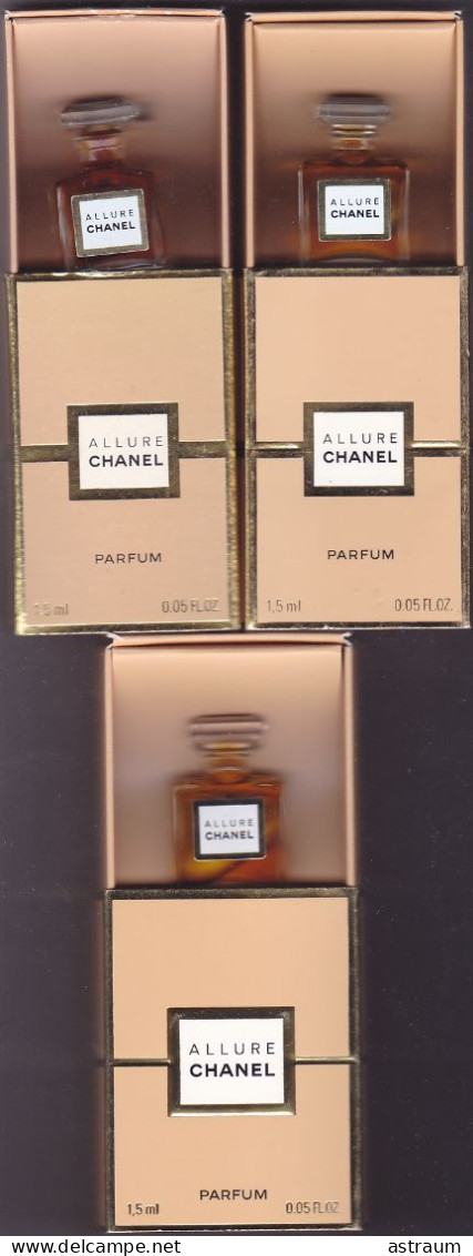 Lot 3 Miniature Ancienne Parfum Chanel - Allure - Parfum - Pleine Avec Boite 1,5 Ml ( Boite Ou Bouteilles Differentes ) - Mignon Di Profumo Donna (con Box)