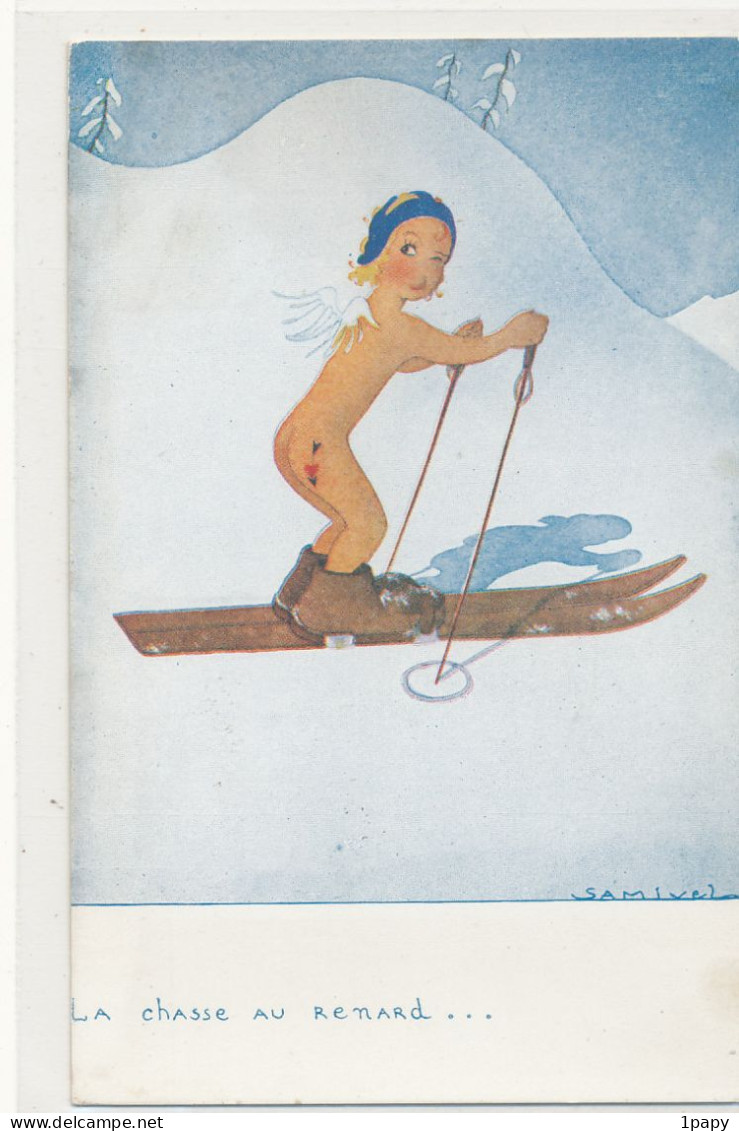 Illustrateur Sport  D'Hiver  - SAMIVEL N° 14 -  Fillette Angelot Nue Sur Skis  - La Chasse Au Renard - Samivel