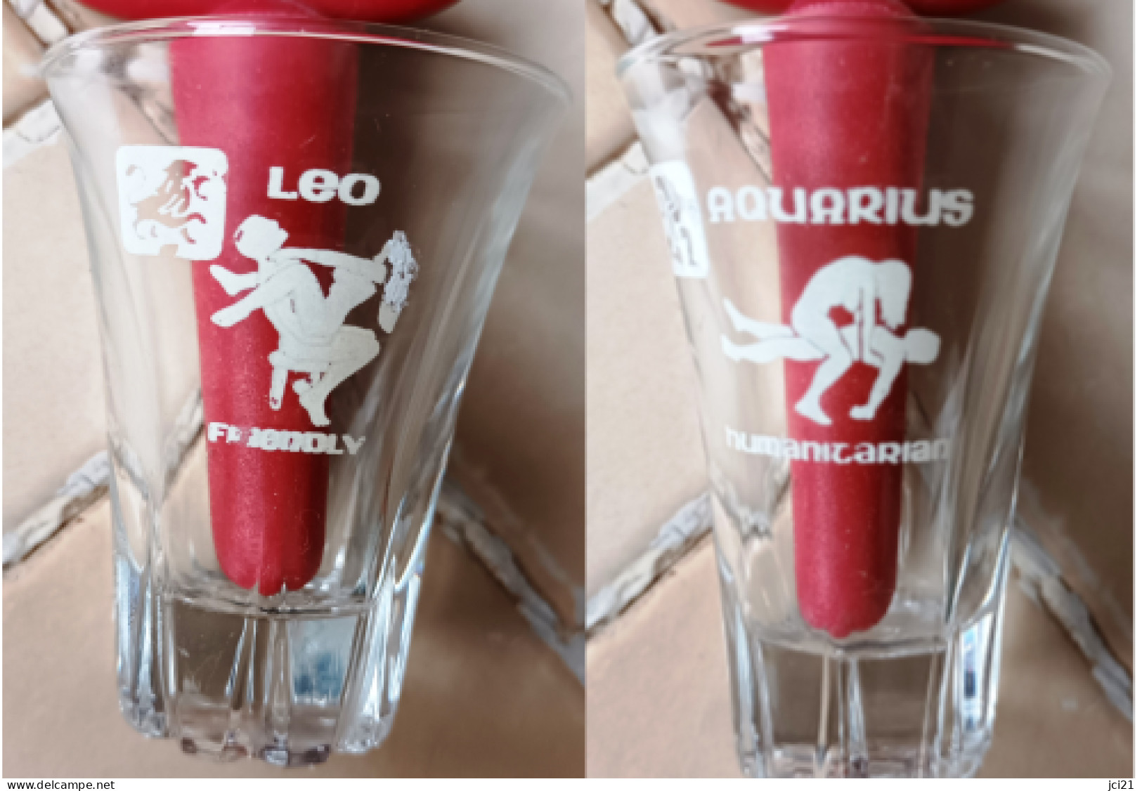 Verre à Digestif érotique " LEO Et AQUARIUS " _Dvv001 - Glasses