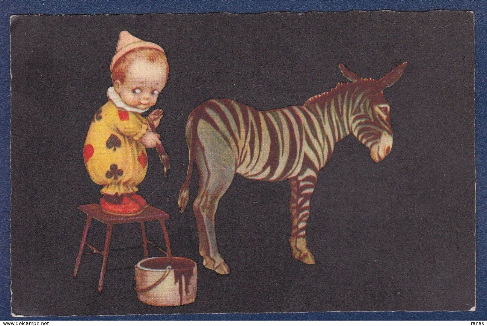 CPA Zèbre Enfant Jeu De Cartes Circulé - Zebras