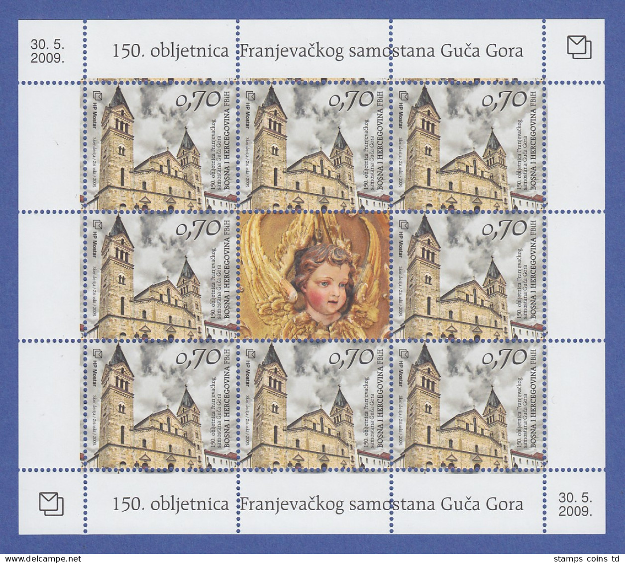 Bosnien (kroatische Post) Kleinbogen Mi.-Nr. 262 Franziskaner-Kloster Guca Gora - Bosnien-Herzegowina