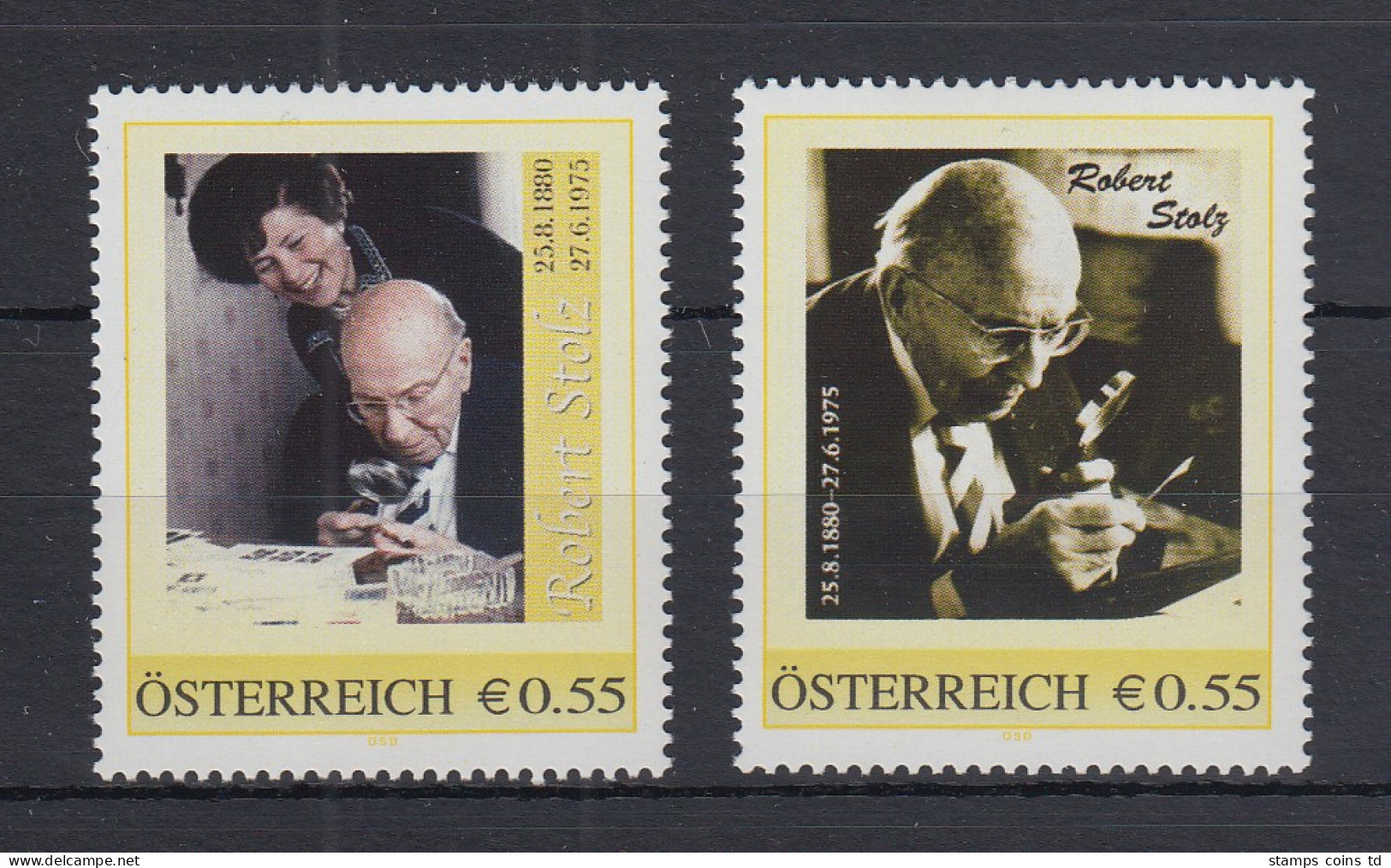 Österreich Briefmarken Auf Privatbestellung Robert Stolz Philatelist 2 Werte ** - Personalisierte Briefmarken