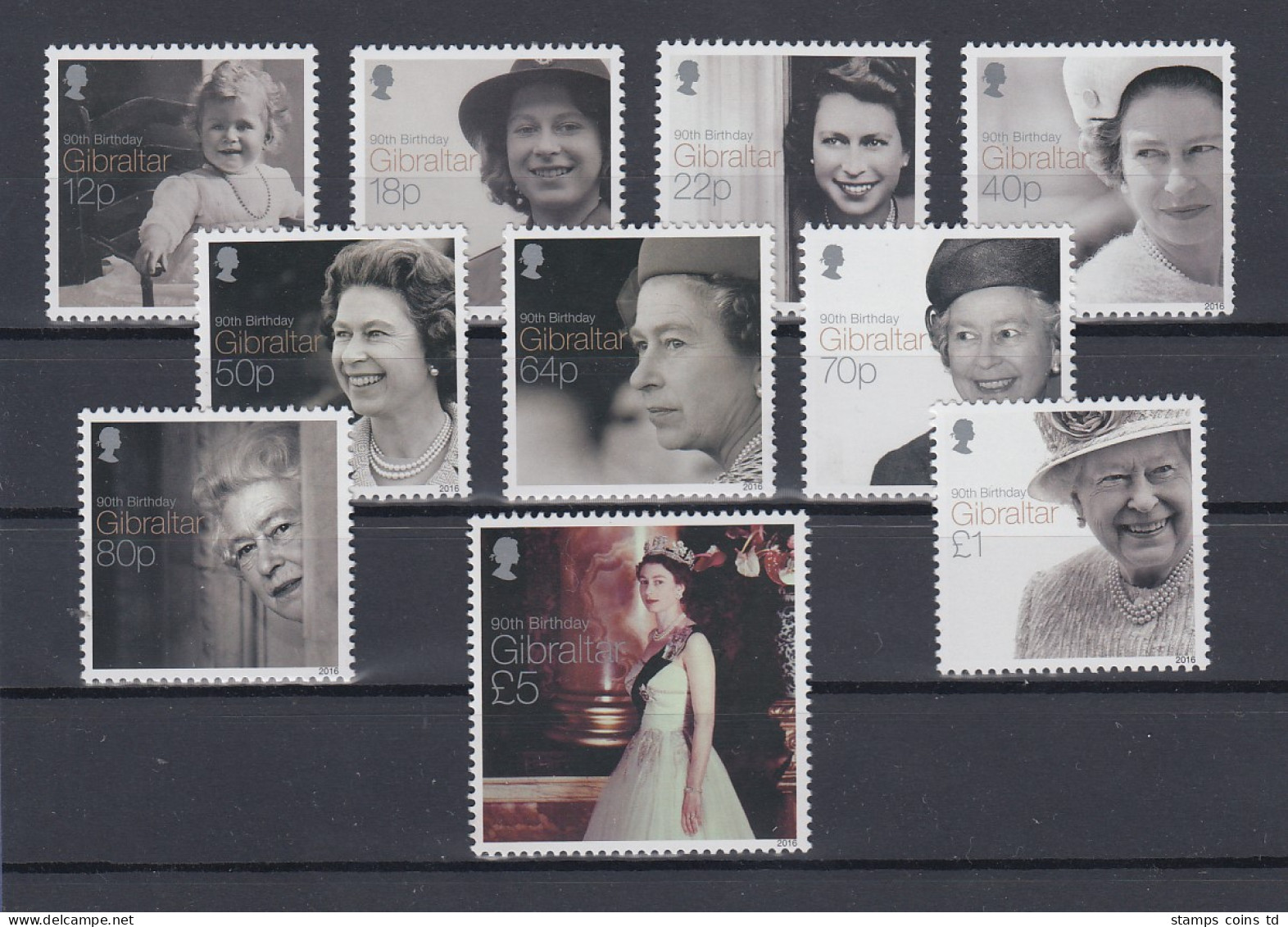 Gibraltar 2016 Mi.-Nr. 1717-26 Satz 10 Werte 90. Geburtstag Königin Elisabeth II - Gibraltar