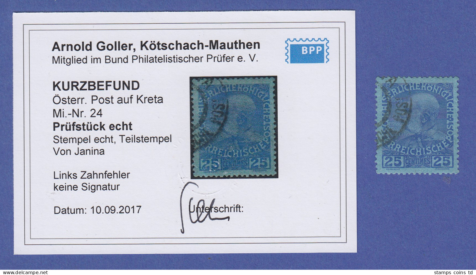 Österreich Kreta 25 Cent Mi.-Nr. 24 Gestempelt Gepr. Mit Befund Goller  - Kreta