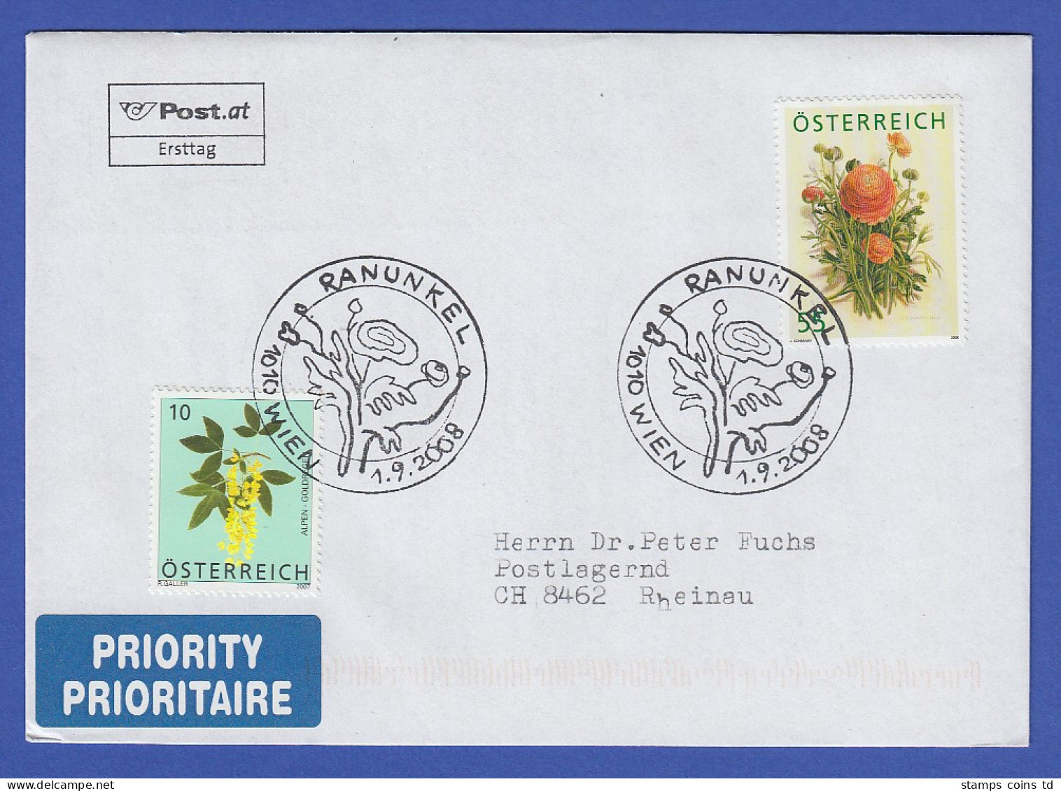 Österreich 2008 Treuebonusmarke Ranunkel Mi-Nr. 2760 Auf Gelaufenem FDC  - Brieven En Documenten