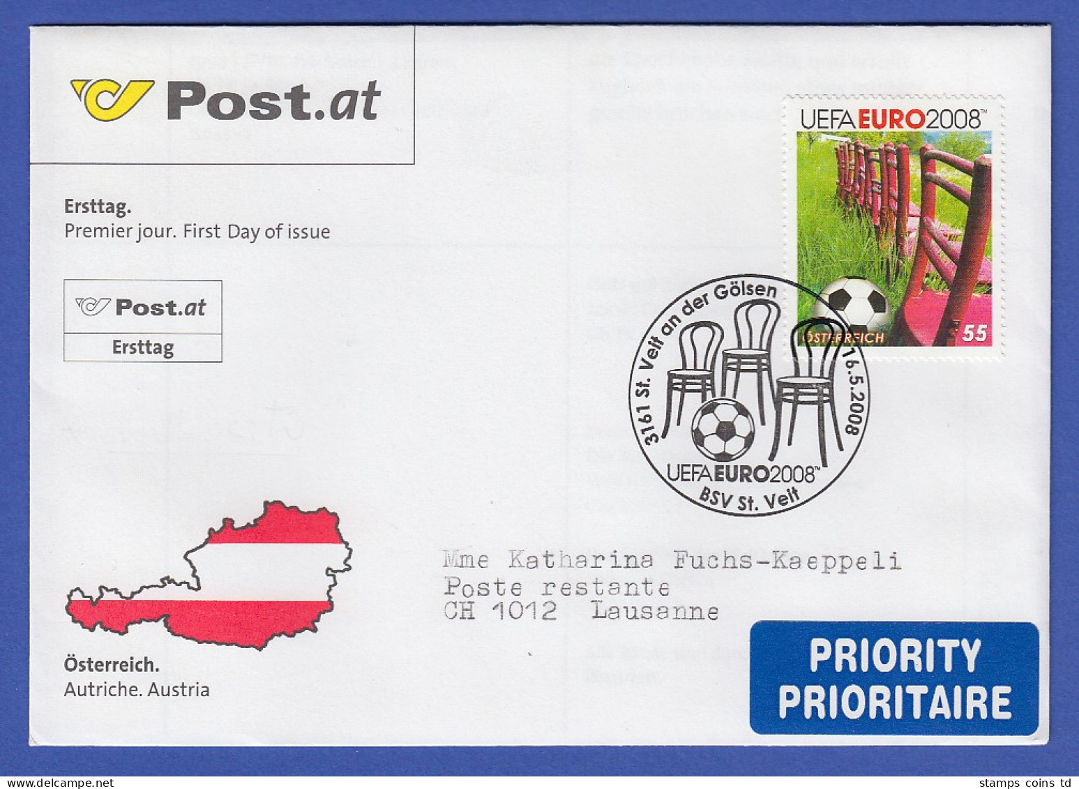 Österreich 2008 Fußball-EM UEFA EURO 2008  Mi-Nr. 2734 Auf Gelauf. FDC - Cartas & Documentos