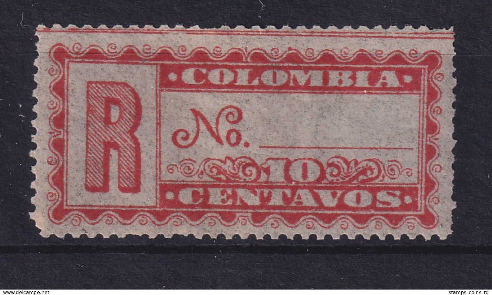 Kolumbien 1889 Einschreibmarke 10 C Mi.-Nr. 101 B Ungebraucht * - Colombia