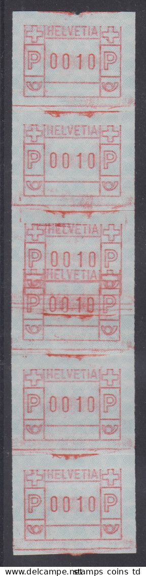 Schweiz FRAMA-ATM Mi-Nr. 3.3b Zusammenhängender 6er-Streifen Mit Doppeldruck ** - Automatic Stamps
