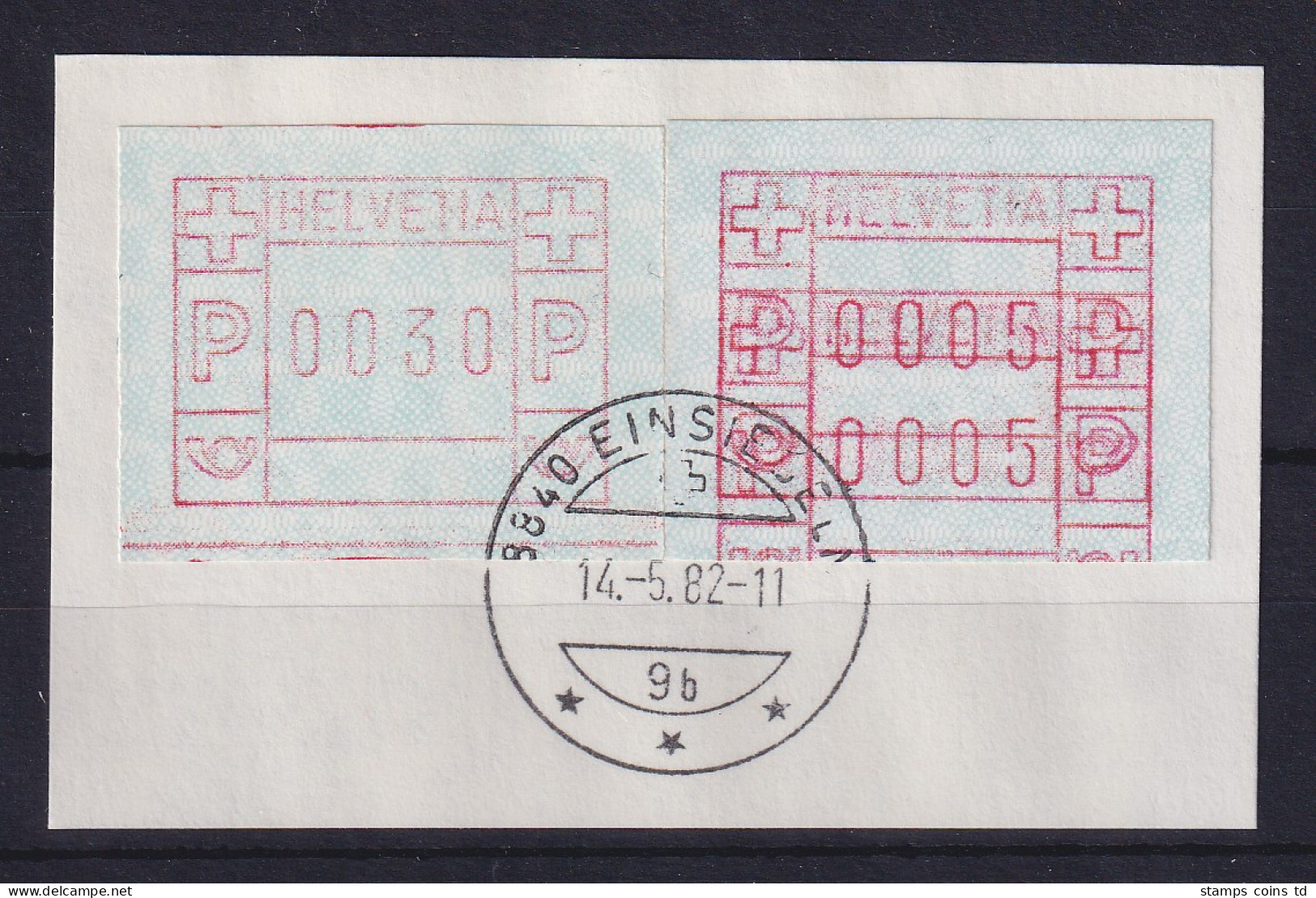 Schweiz FRAMA-ATM Mi-Nr. 3.3b Doppeldruck Und Normal-ATM Auf Briefstück  - Automatic Stamps