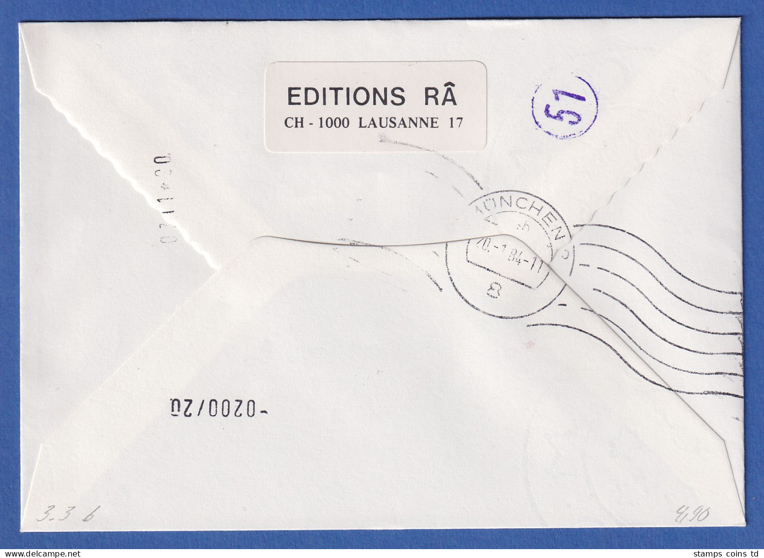 Schweiz FRAMA-ATM Mi-Nr. 3.3b Wert 0380 Auf Express-Brief O LAUSANNE 18.1.84 - Automatic Stamps