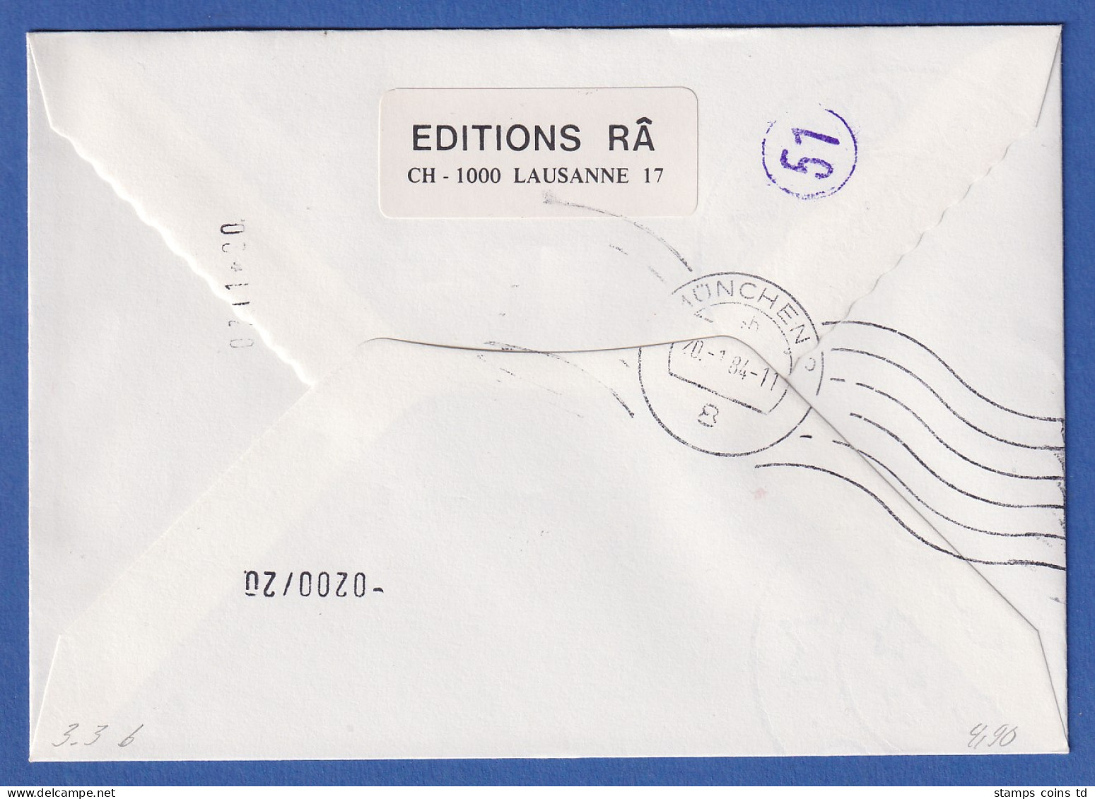 Schweiz FRAMA-ATM Mi-Nr. 3.3b Wert 0380 Auf Express-Brief O LAUSANNE 18.1.84 - Francobolli Da Distributore