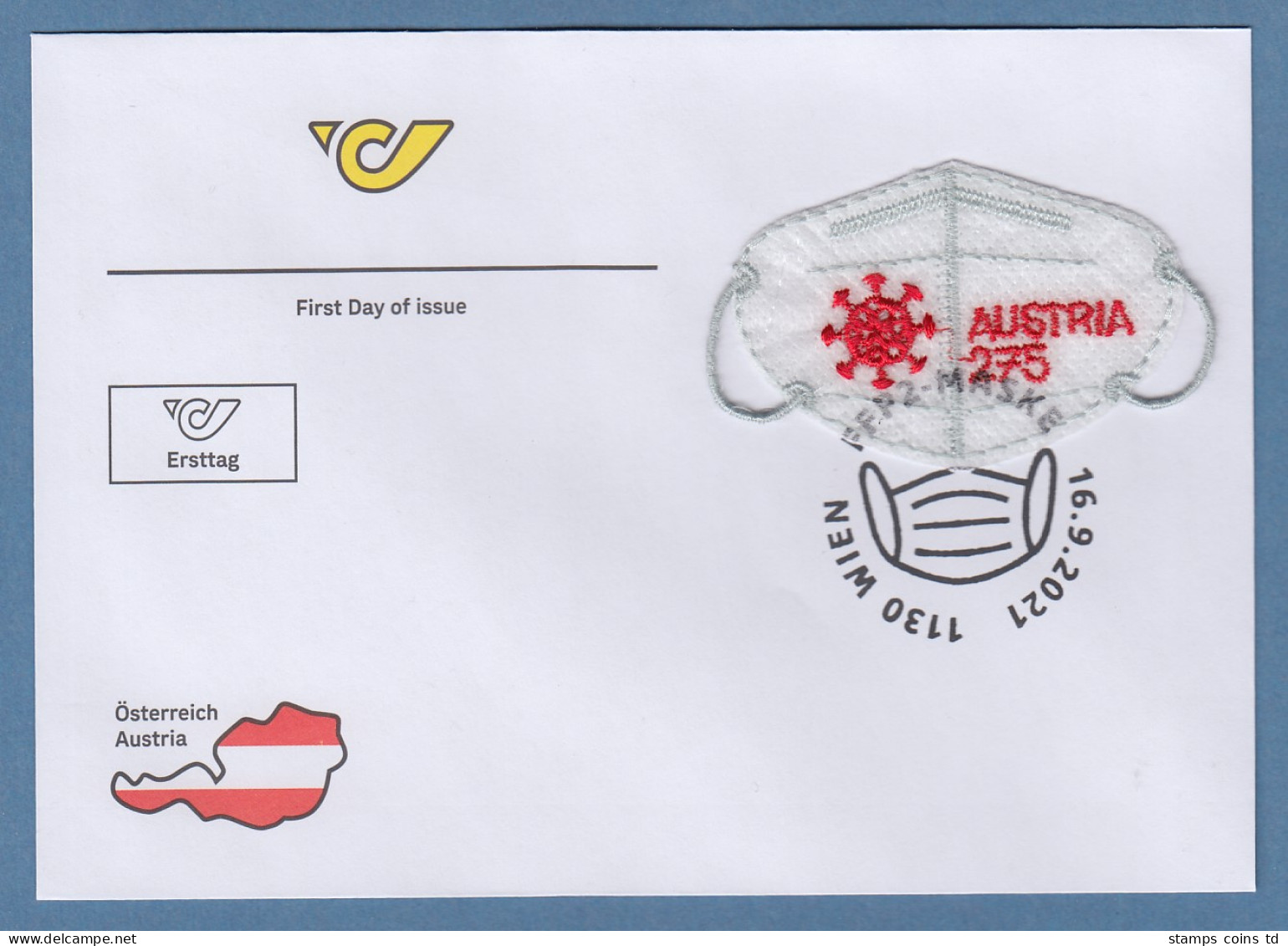 Österreich 2021 Briefmarke FFP2-Corana-Maske 275 Ct. Auf Ersttagsbrief / FDC  - Lettres & Documents