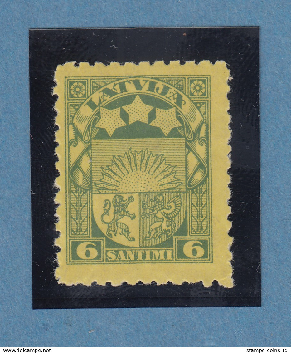 Latvija / Lettland 1925 Fehldruck Beids. Gelb Bedr. Papier Mi.-Nr. 103F **/MNH   - Lettland