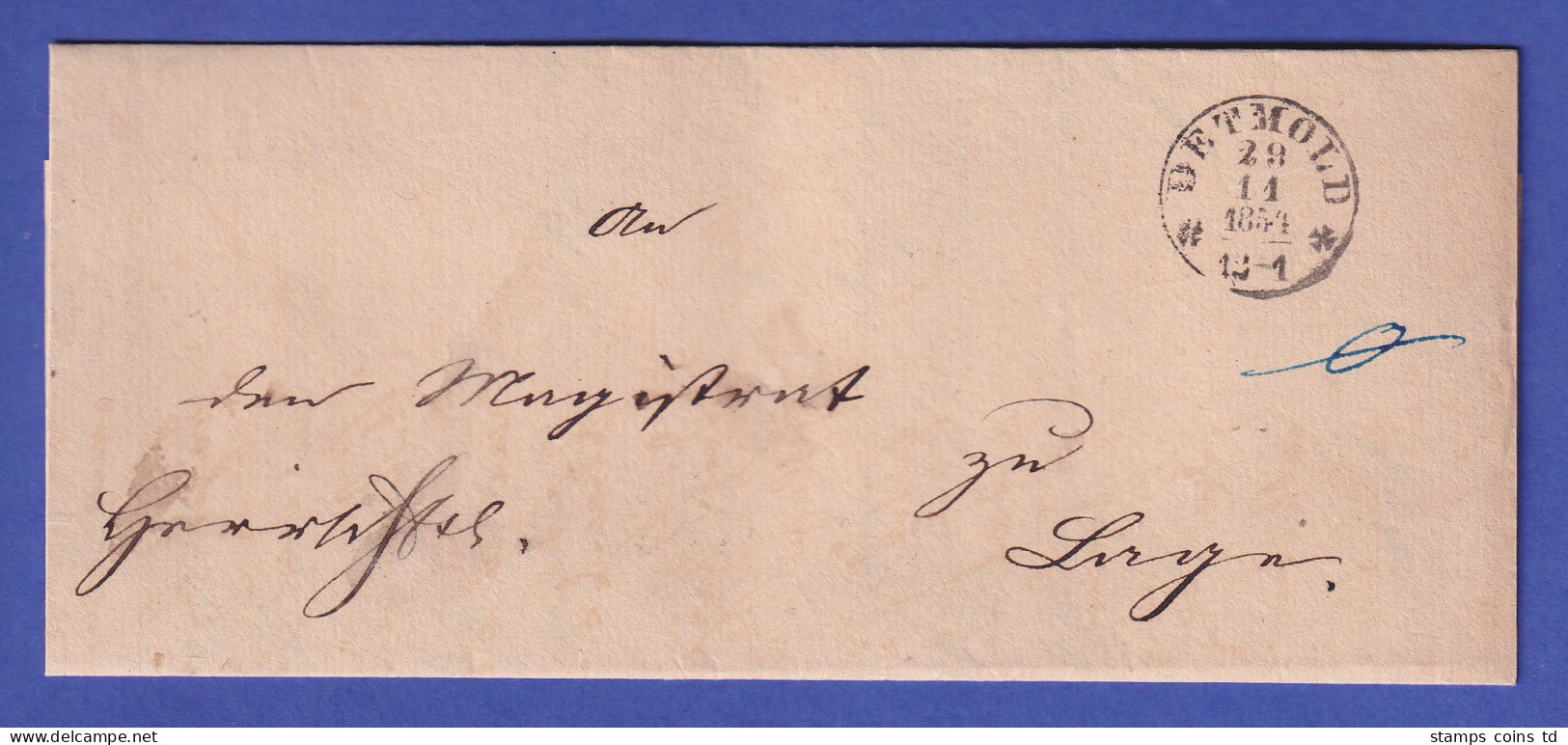 Preußen 1854 Brief Mit Schwarzem Einkreisstempel DETMOLD - Other & Unclassified