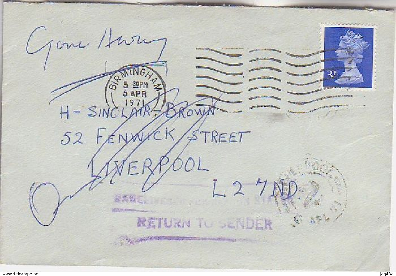 UNITED KINGDOM. 1971/Birmingham, Envelope/return To Sender. - Cartas & Documentos