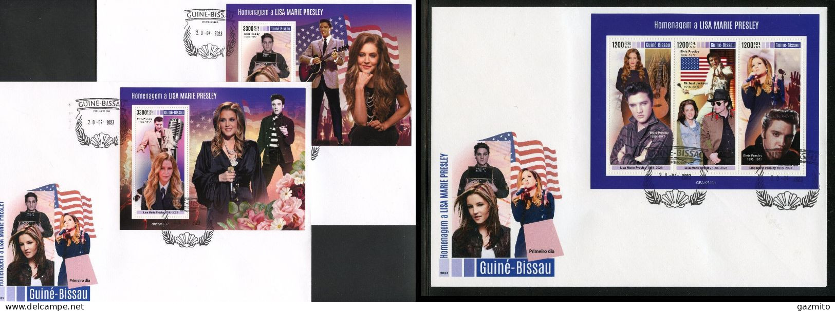 Guinea Bissau 2023, Lisa Marie Presley, Elvis, 3val In BF +2BF In 3FDC - Elvis Presley