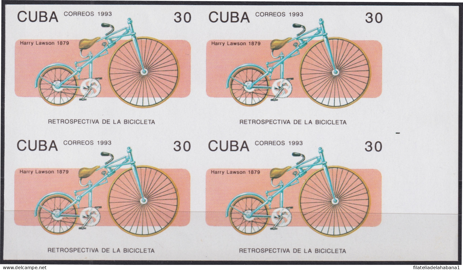 1993.194 CUBA 1993 MNH 30c CYCLE IMPERFORATED PROOF BYCICLE HISTORY.  - Ongetande, Proeven & Plaatfouten