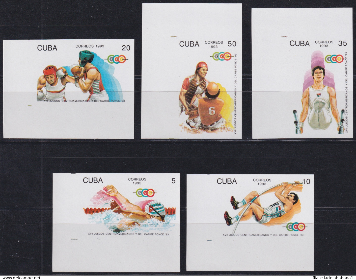 1993.189 CUBA 1993 MNH PUERTO RICO PANAMERICAN GAMES IMPERFORATED PROOF.  - Geschnittene, Druckproben Und Abarten