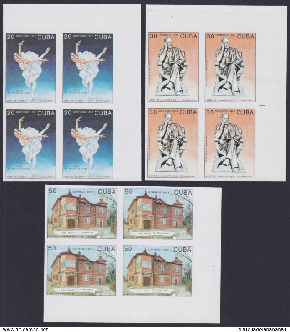 1993.188 CUBA 1993 MNH BALLET TCHAIKOVSKI CLASSIC MUSIC IMPERFORATED PROOF BLOCK 4.  - Imperforates, Proofs & Errors