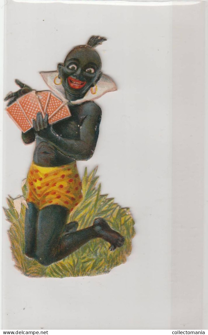 4 Scraps Découpis Black People Playing Cards  Jouer Aux Cartes PUB ART Litho Handpres Caricature  Kaartspel PUB ART - Ragazzi