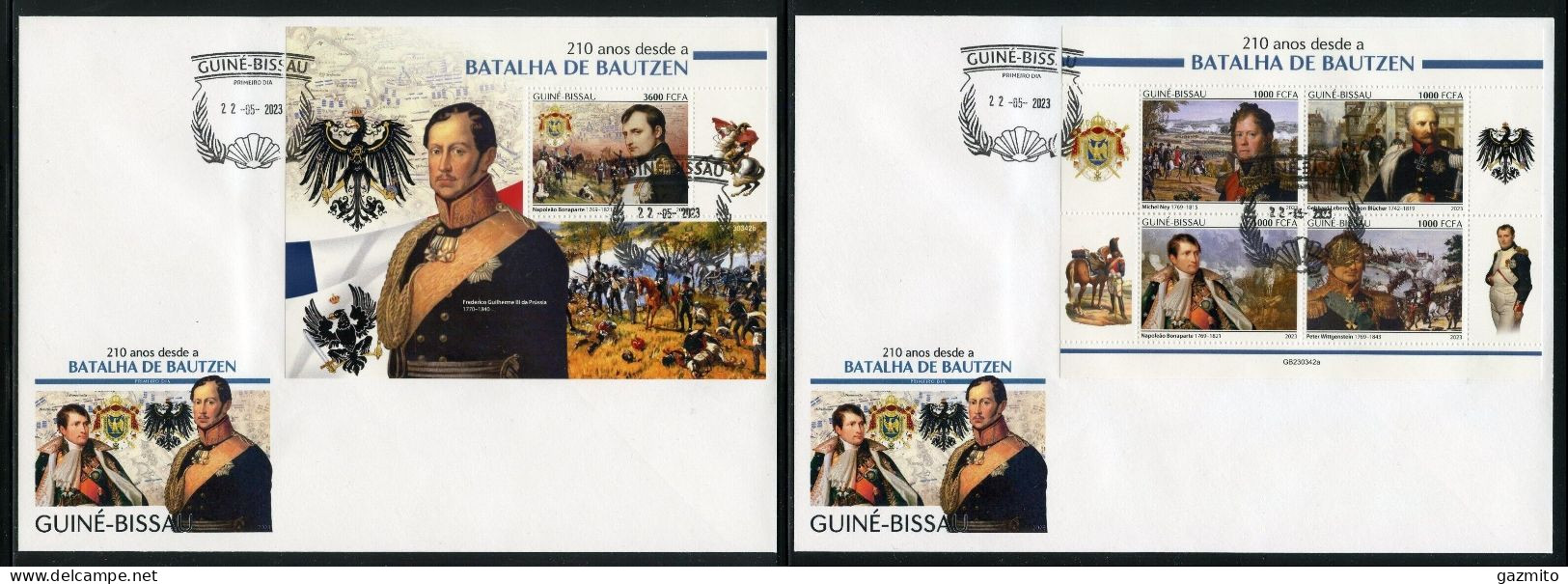 Guinea Bissau 2023, Napoleon, Battle Of Bautzen, 4val In BF +BF In 2FDC - Napoleon