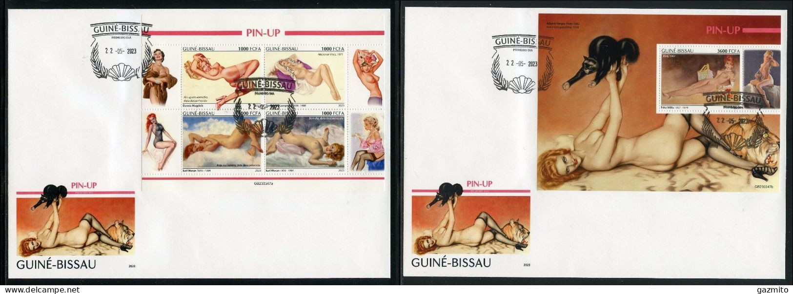 Guinea Bissau 2023, Art, Pin Up, Nude, 4val In BF +BF In 2FDC - Desnudos