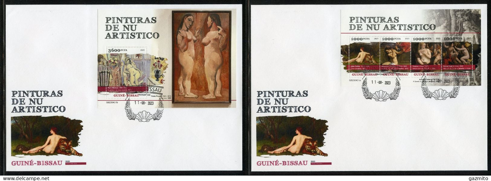 Guinea Bissau 2023, Art, Nude, 4val In BF +BF In 2FDC - Nudes