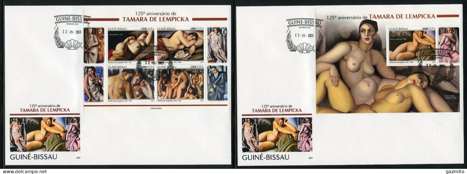 Guinea Bissau 2023, Art, De Lempicka, Nude, 4val In BF +BF In 2FDC - Nudi