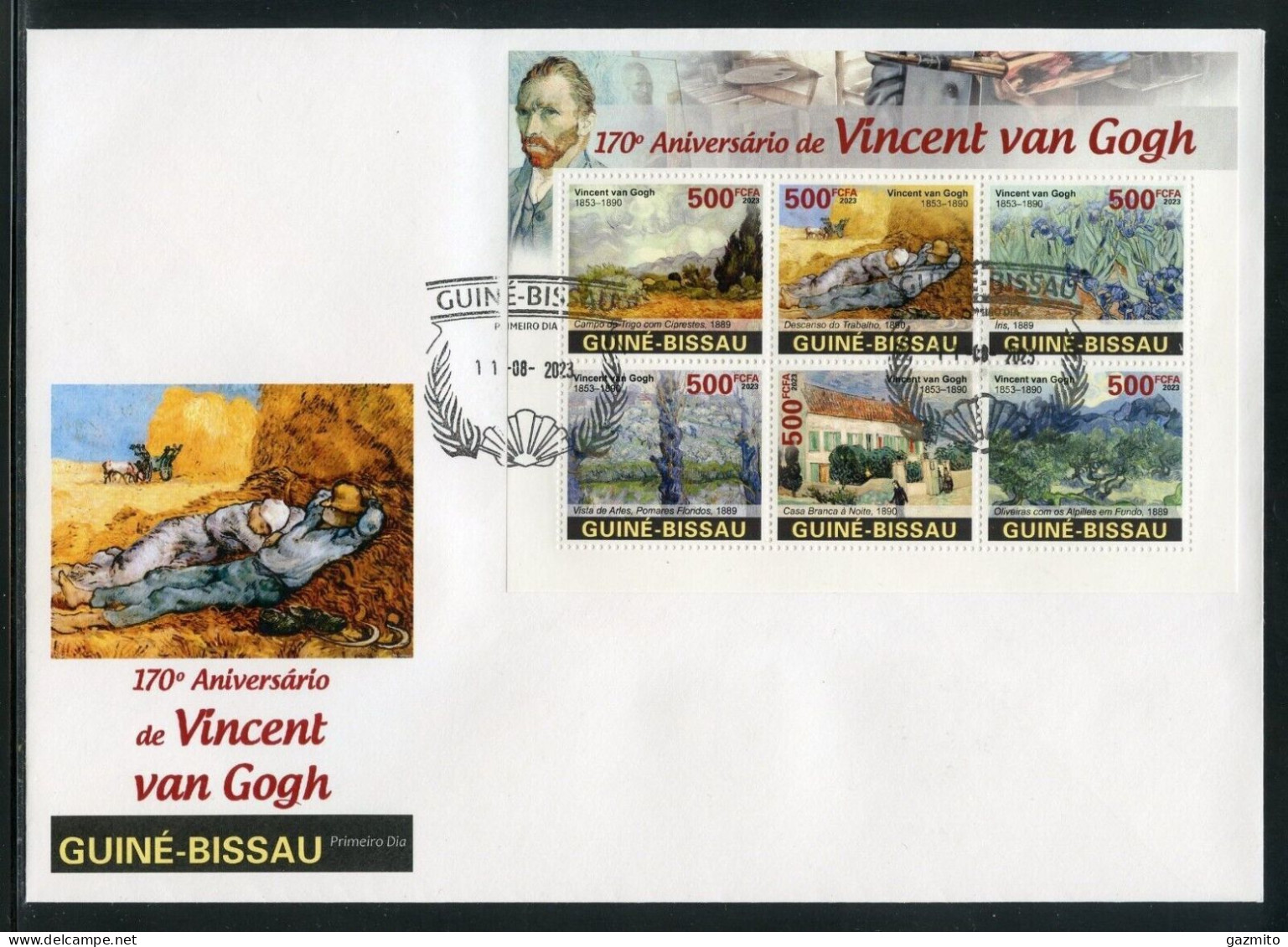 Guinea Bissau 2023, Art, Van Gogh, 6val In BF In FDC - Desnudos