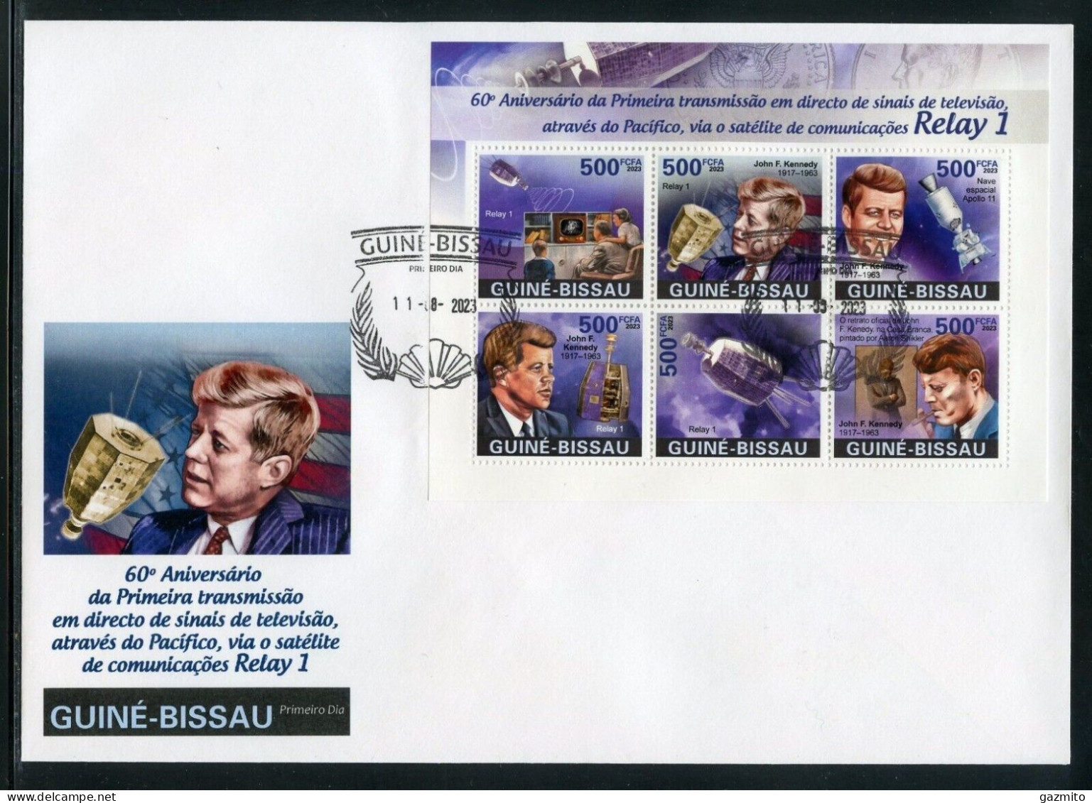 Guinea Bissau 2023, Kennedy, First Live Transmission, 6val In BF In FDC - Kennedy (John F.)