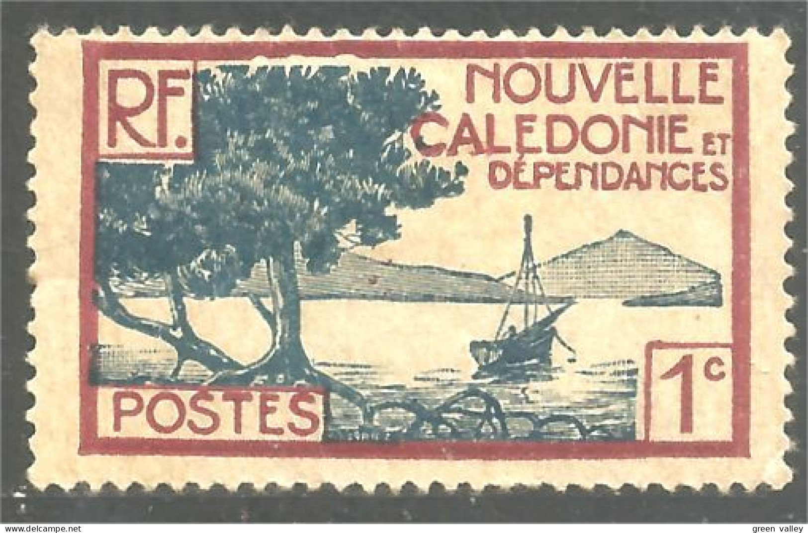 XW01-2680 Nouvelle Calédonie 1c Baie Pointe Palétuviers Bay Sans Gomme - Used Stamps