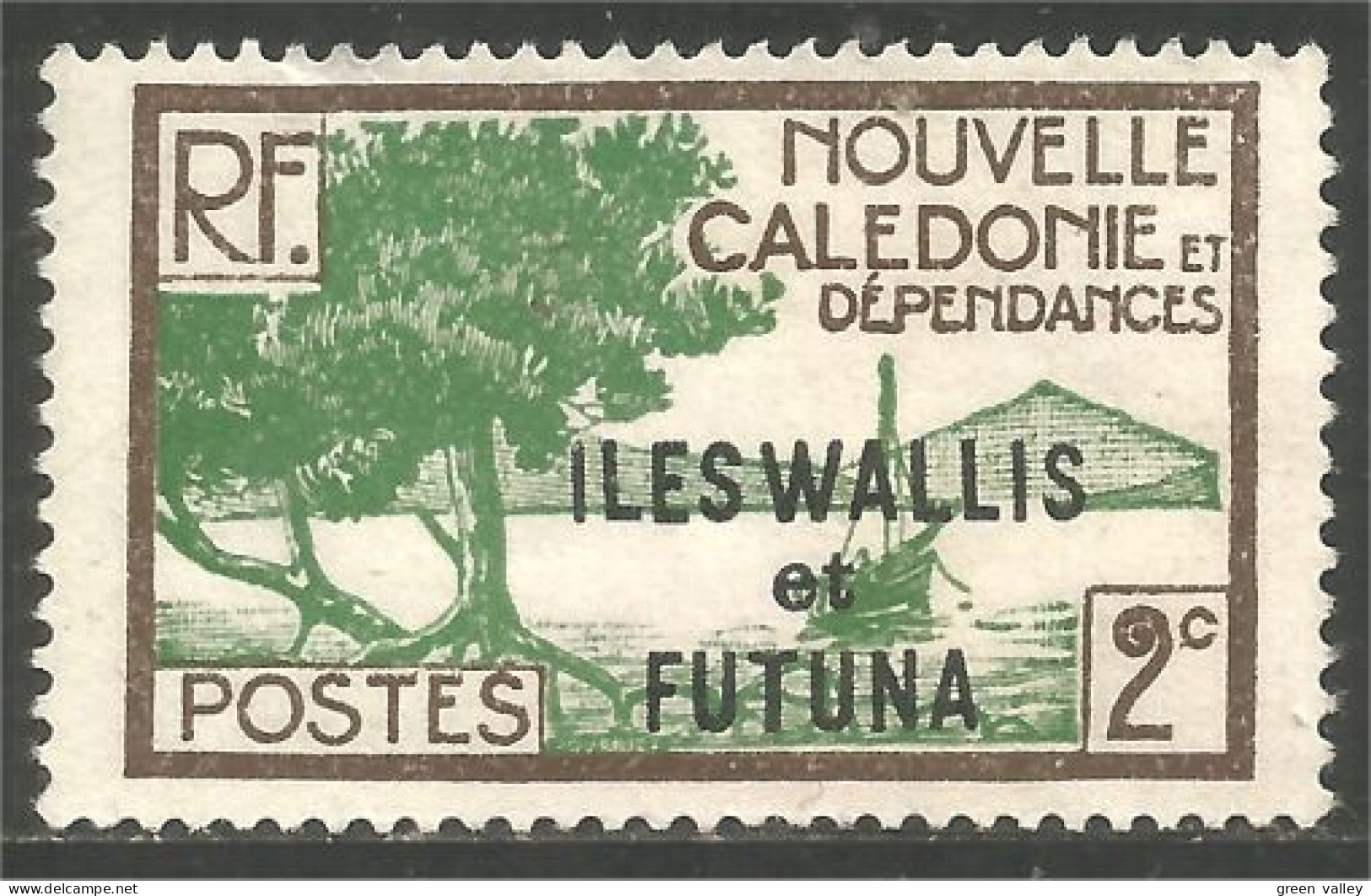 XW01-2682 Wallis Et Futuna 2c Surcharge Baie Pointe Palétuviers Bay Sans Gomme - Oblitérés