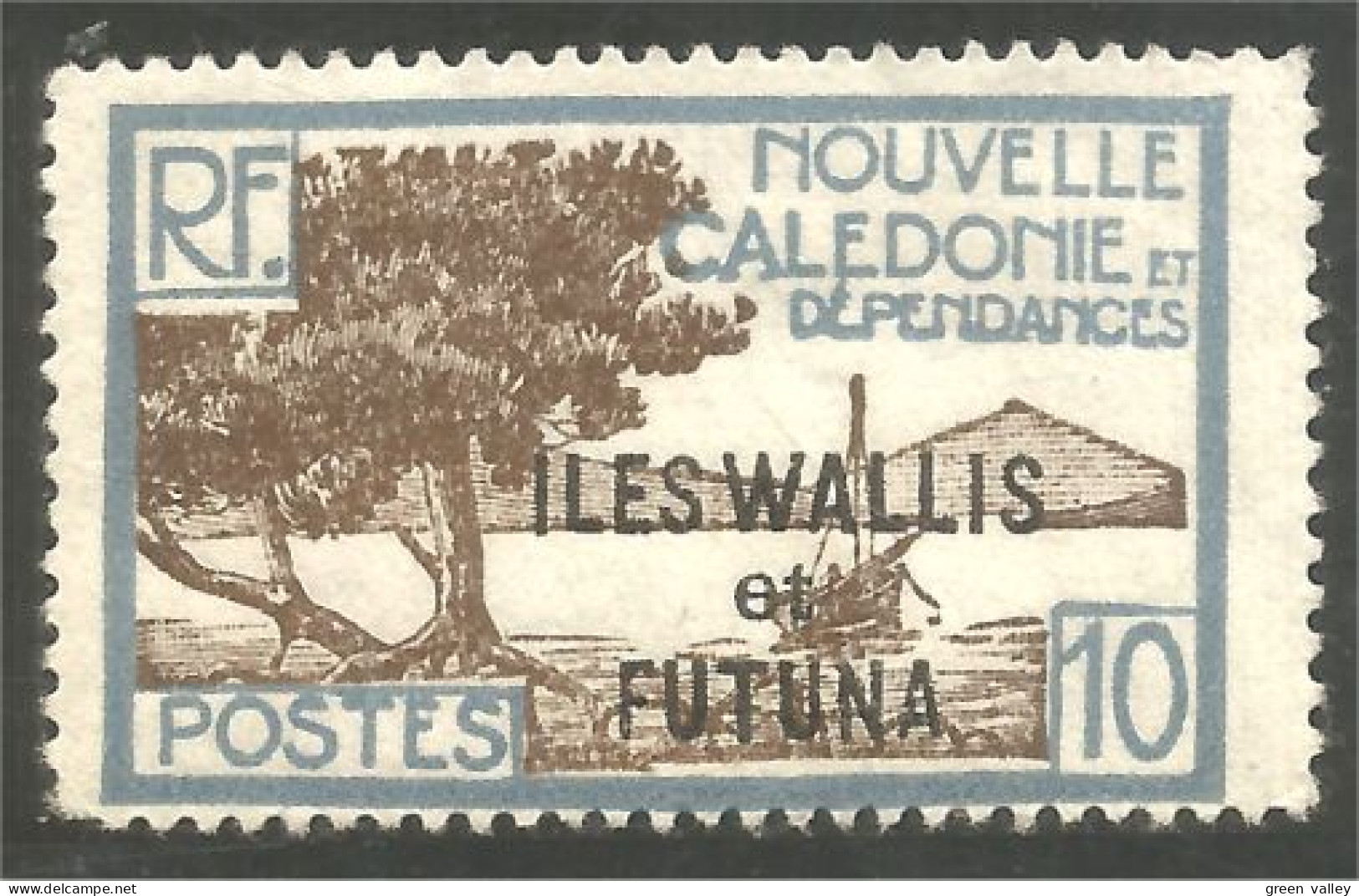 XW01-2685 Wallis Et Futuna 10c Surcharge Baie Pointe Palétuviers Bay Sans Gomme - Used Stamps