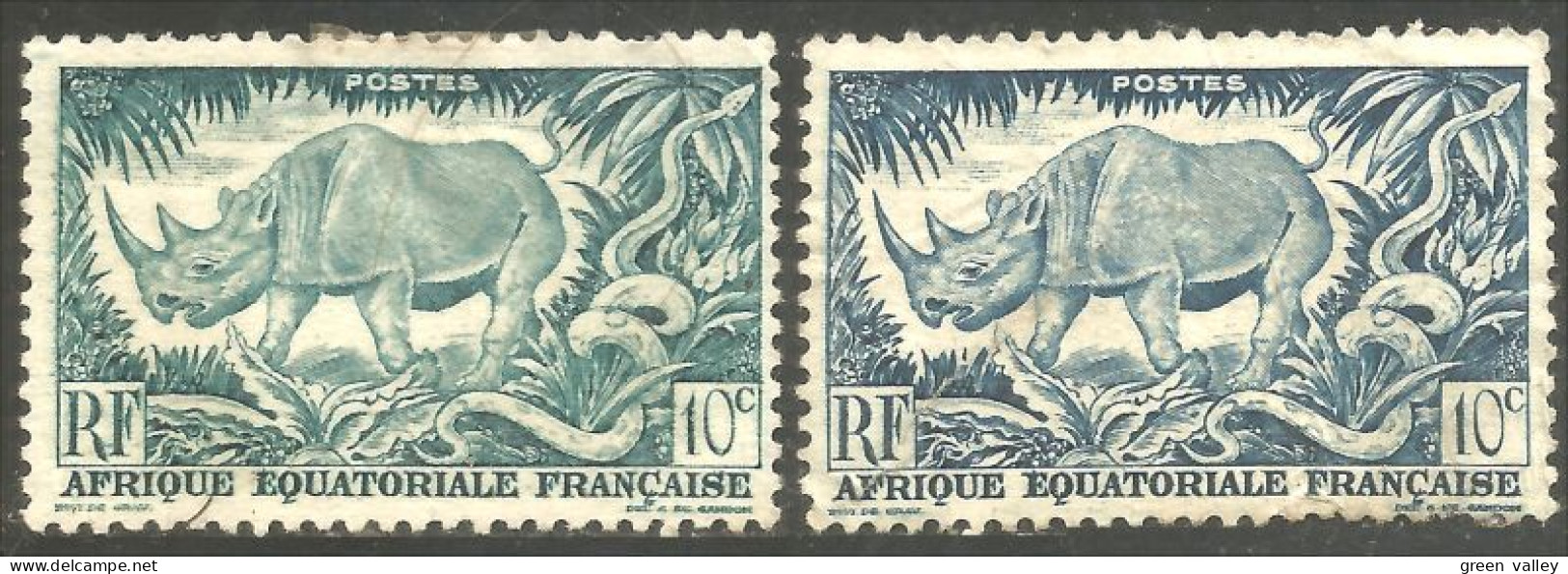 XW01-2675 AEF Rhinocéros Rinoceronte Nashorn Neushoorn 2 Colours Sans Gomme - Used Stamps
