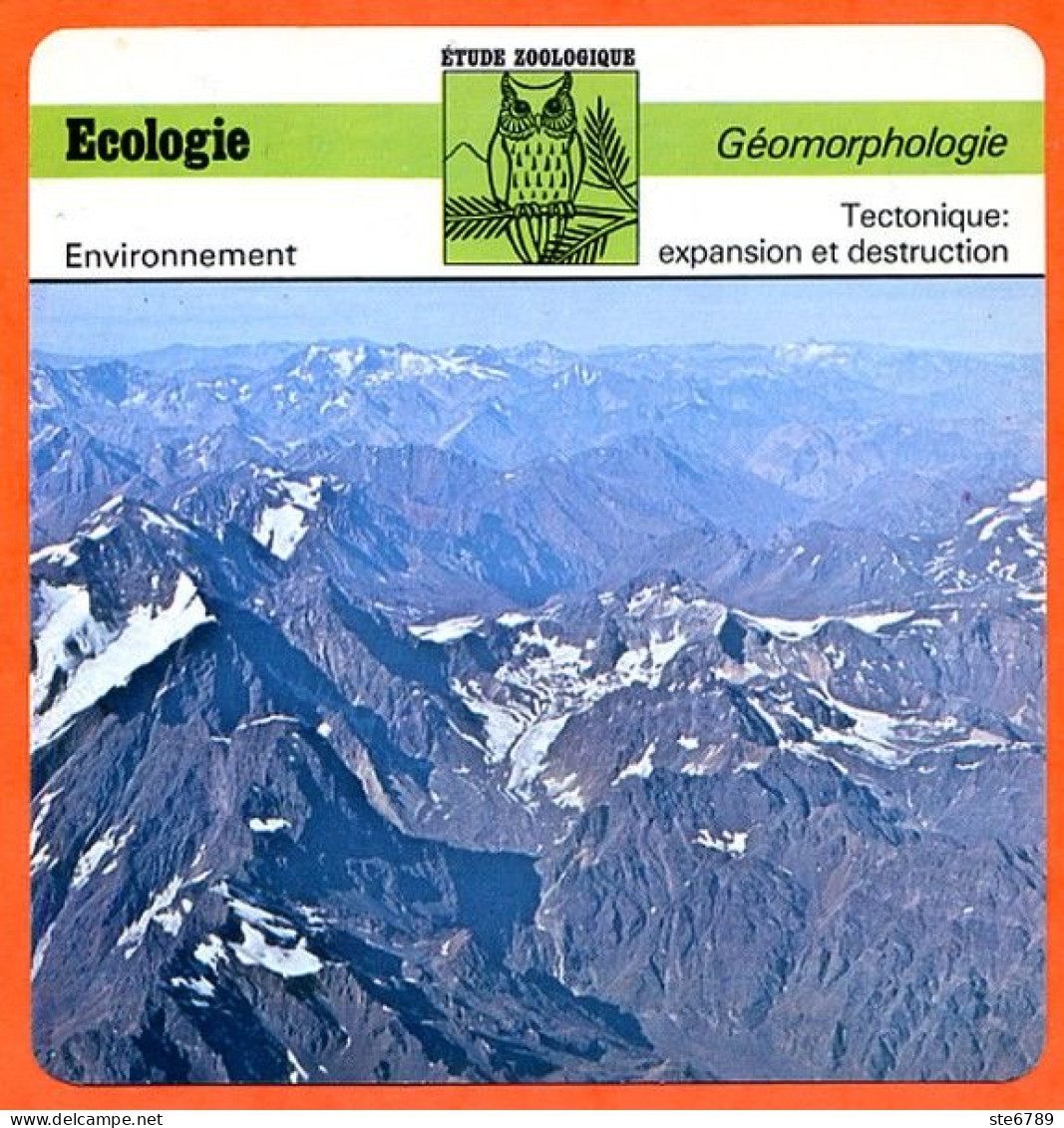 Fiche Ecologie Tectonique Illustration Cordillière Des Andes Géomorphologie Etude Zoologique - Géographie