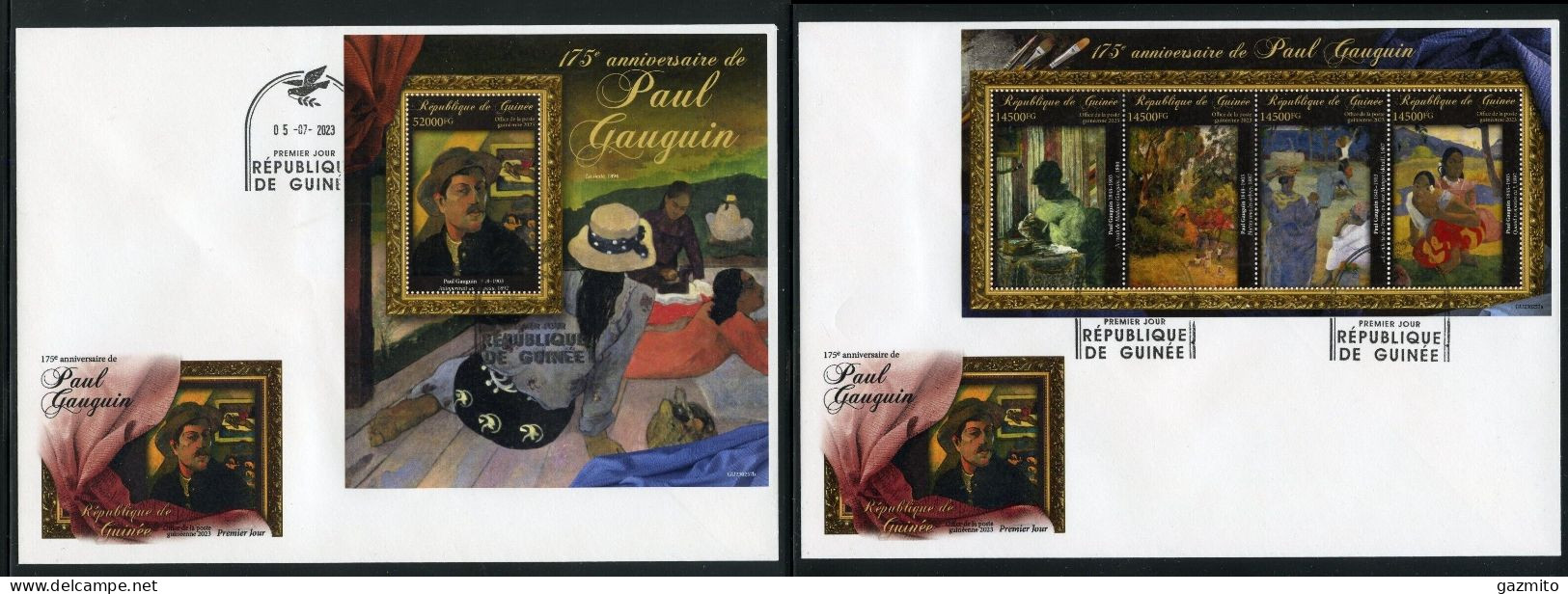 Guinea 2023, Art, Gauguin, 4val In BF +BF In 2FDC - Moderne